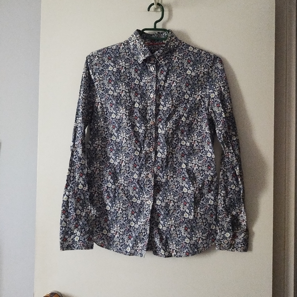 Liberty Art Fabrics Blue Floral Men's Stretch Shirt XS